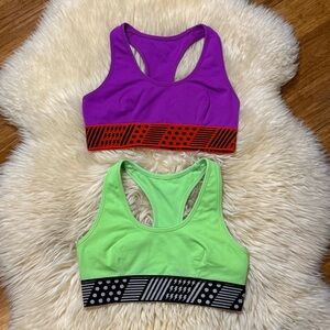 Zumba Fitness Lot of 2 Purple & Lime Racerback Sports Bras Women's Intimates M
